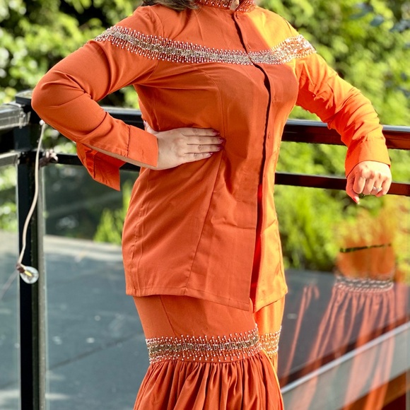 2pc Indo Western Garara party wear. Hand Embroidered. Indian wear. - Picture 3 of 3